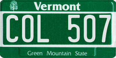 VT license plate COL507