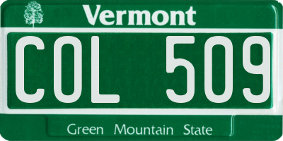 VT license plate COL509