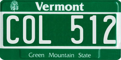 VT license plate COL512