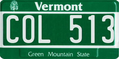 VT license plate COL513