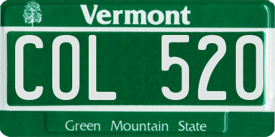 VT license plate COL520