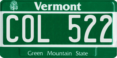 VT license plate COL522