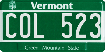 VT license plate COL523