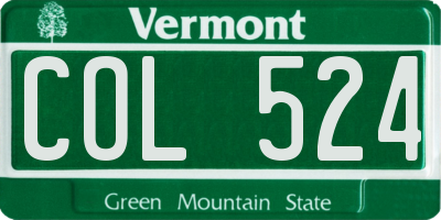 VT license plate COL524