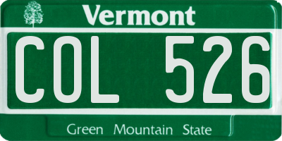 VT license plate COL526