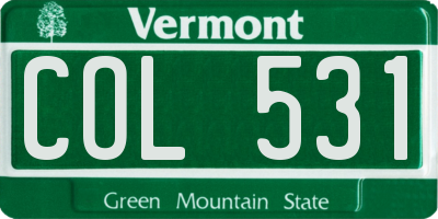 VT license plate COL531