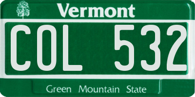 VT license plate COL532