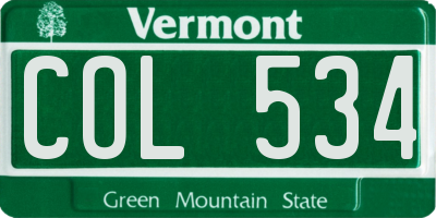 VT license plate COL534