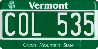 VT license plate COL535