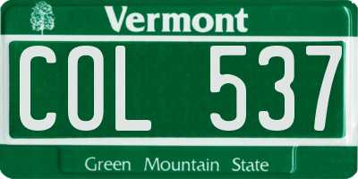VT license plate COL537