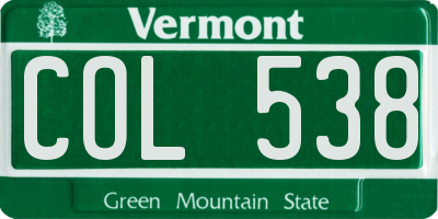 VT license plate COL538