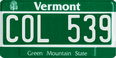 VT license plate COL539