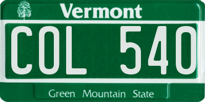VT license plate COL540