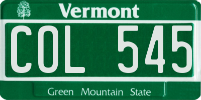 VT license plate COL545