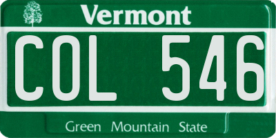 VT license plate COL546