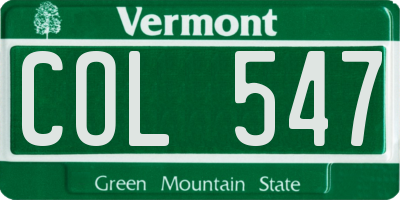 VT license plate COL547