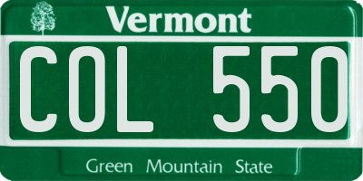 VT license plate COL550