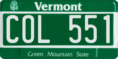 VT license plate COL551