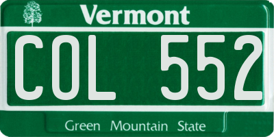 VT license plate COL552