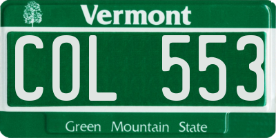 VT license plate COL553