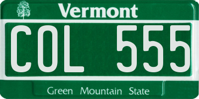 VT license plate COL555