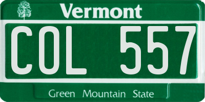 VT license plate COL557