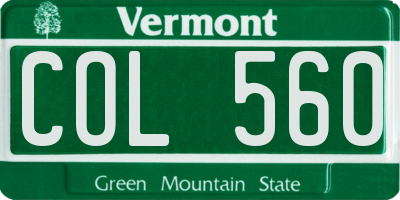 VT license plate COL560