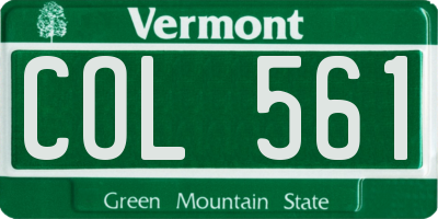 VT license plate COL561