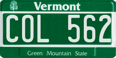 VT license plate COL562