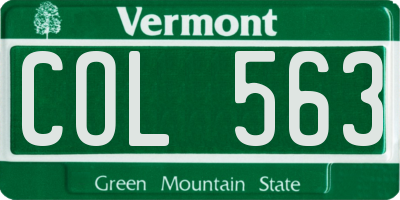 VT license plate COL563