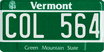 VT license plate COL564