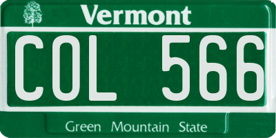 VT license plate COL566