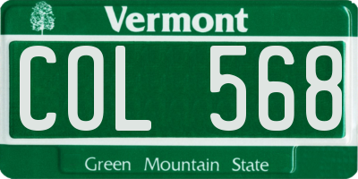 VT license plate COL568