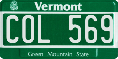 VT license plate COL569