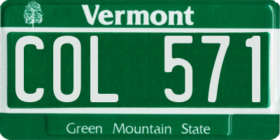 VT license plate COL571