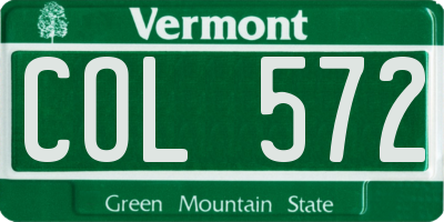 VT license plate COL572