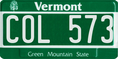VT license plate COL573