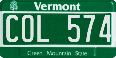 VT license plate COL574