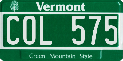 VT license plate COL575