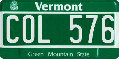 VT license plate COL576