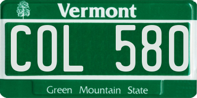 VT license plate COL580