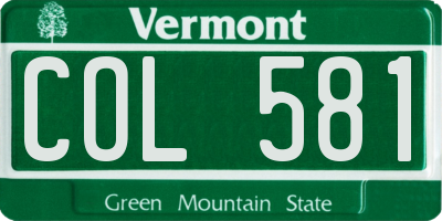 VT license plate COL581