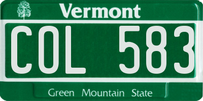 VT license plate COL583