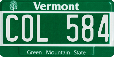 VT license plate COL584