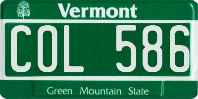 VT license plate COL586