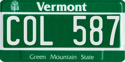 VT license plate COL587