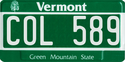 VT license plate COL589