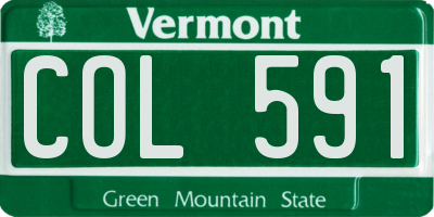 VT license plate COL591