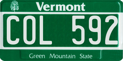 VT license plate COL592