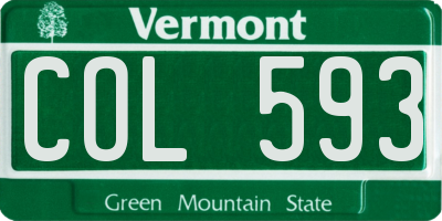 VT license plate COL593